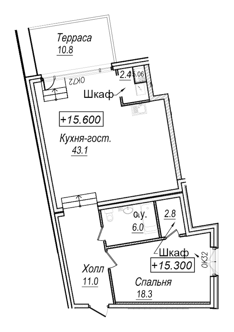 1-комнатная квартира 86.8 м², 6/7 эт., Комплекс апартаментов «Meltzer Hall»